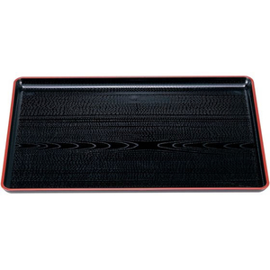 若泉漆器 一休木目盆 黒天朱 尺6寸 ABS樹脂 NS加工 FC740LC-1214270-イメージ1