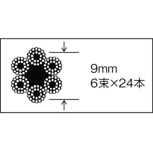 トラスコ中山 TRUSCO JIS規格品メッキ付ワイヤロープ (6×24)Φ9mm×10m 9106306.18 FC727FK-7599510-イメージ2
