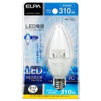 エルパ LED電球 E17口金 全光束310lm(3．3Wシャンデリア球タイプ) 昼光色相当 elpaball LDC4CD-E17-G350