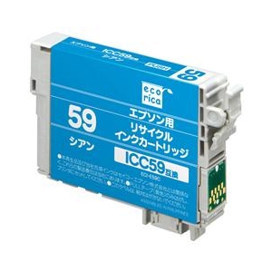 ICC59 互換。 ●対応カートリッジ：エプソン ICC59（シアン）。 ●※エコリカ商品に関する初期不良対応を含めたお問い合わせにつきましてはユーザー様とメーカーとの直接対応となります。『エコリカお