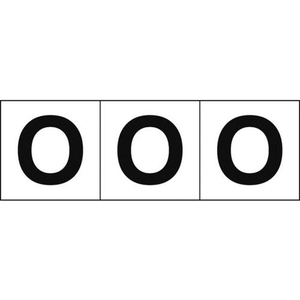 トラスコ中山 TRUSCO アルファベットステッカー 50×50 「O」 白地／黒文字 3枚 3枚粘着シール5050英字｢O｣ FC556FY-4389409-イメージ1