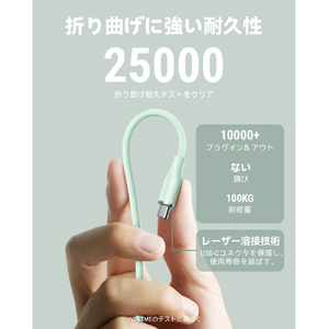 VOLTME シリコン 充電ケーブル USB-C&USB-A 60W グリーン C2128-イメージ4