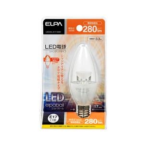 エルパ LED電球 E17口金 全光束280lm(3．3Wシャンデリア球タイプ) 電球色相当 elpaball LDC4CL-E17-G351-イメージ1