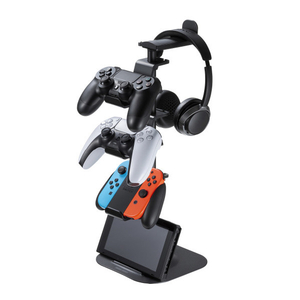 サンワサプライ ゲームコントローラースタンド(ヘッドフォンホルダー付) ブラック JY-STN1BK-イメージ2