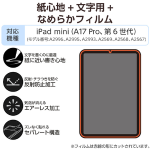 エレコム iPad mini(A17 Pro)用フィルム 紙心地 文字用 なめらかタイプ TB-A25SFLAPNS-イメージ2