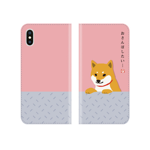 abbi FRIENDS iPhone XS/X用手帳型ケース しばたさん おさんぽしたい ABF14540I58-イメージ1