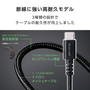 エレコム USB Type-C(TM) - USB Type-Cケーブル(USB2．0認証/60W/高耐久) ブラック MPA-CCSB20BK-イメージ4