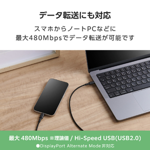 エレコム USB Type-C(TM) - USB Type-Cケーブル(USB2．0認証/60W/高耐久) ブラック MPA-CCSB20BK-イメージ6