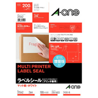 エーワン ラベルシール マット紙・ホワイト A4 2面 100シート入り 31542