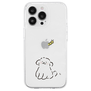 AKAN iPhone 14 Pro用ソフトクリアケース ワンちゃんと虫 AK23544I14P-イメージ1