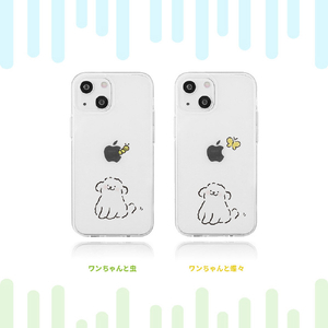 AKAN iPhone 14 Pro用ソフトクリアケース ワンちゃんと虫 AK23544I14P-イメージ3