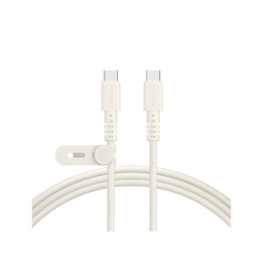 MOTTERU 編み込みケーブル 急速充電 データ転送対応 USB-C to USB-C 1m アーモンドミルク MOT-AMICC100Z-AM-イメージ1