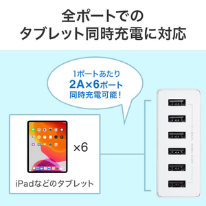 サンワサプライ USB充電器(6ポート・合計12A) ブラック ACA-IP67BK-イメージ8