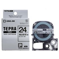 キングジム テープカートリッジ 備品管理ラベル(24mm・5m) 「テプラ」PRO用 銀・黒文字 SM24XC