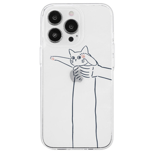 AKAN iPhone 14 Pro用ソフトクリアケース だらーんシロネコ AK23549I14P-イメージ1