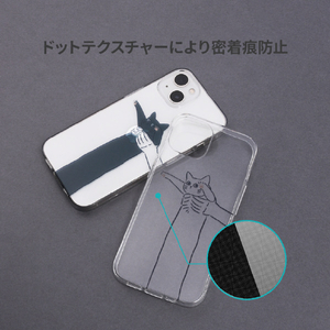 AKAN iPhone 14 Pro用ソフトクリアケース だらーんシロネコ AK23549I14P-イメージ10