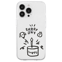 AKAN iPhone 14 Pro用ソフトクリアケース ワンにゃんバースデー AK23551I14P