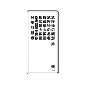 日本緑十字社 標識 危険物の類別・保安監督者 KHT-16M スチール 類別･品名･保安監督者など穴4ヵ所6003000.4 FC822GP-8248080-イメージ1