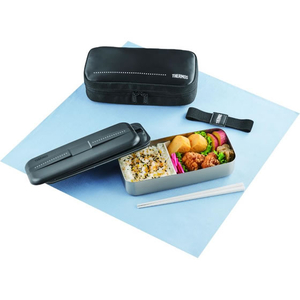 サーモス 弁当箱 フレッシュランチボックス 1段式 700mL ステンレス 箸 保冷ケース付き ドットブラック FCJ683K-DSD-705 D-BK-イメージ2