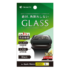 トリニティ Apple Watch 42mm Series 12用 アルミノシリケート 高透明 ガラス一体型PCケース ブラック TR-AW2647-PTB2-SKCC-イメージ1