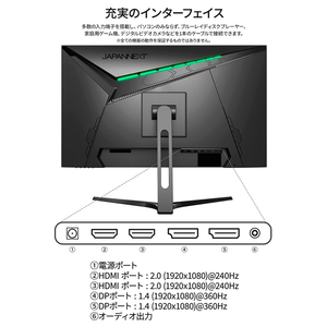 JAPANNEXT 27型ゲーミング液晶ディスプレイ ブラック JN-360IPS27FHDR-イメージ9