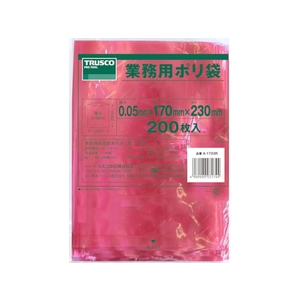 トラスコ中山 TRUSCO 小型ポリ袋 縦230×横170×t0.05 赤 200枚入 FC258FX-3620727-イメージ1