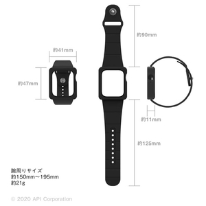 EYLE Apple Watch Series 6/5/4/SE ケース付きバンド 44mm ブラック XEA03-TL-BK-イメージ5