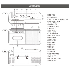 オーム電機 3バンドモノラルラジカセ AudioComm RCS-M150N-イメージ3
