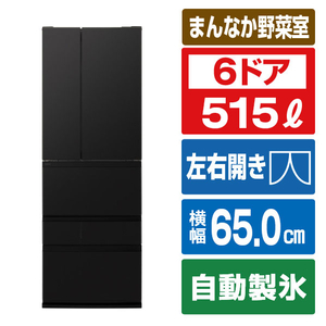 パナソニック 515L 6ドア冷蔵庫 マットブラック NR-F52ER4-K-イメージ1