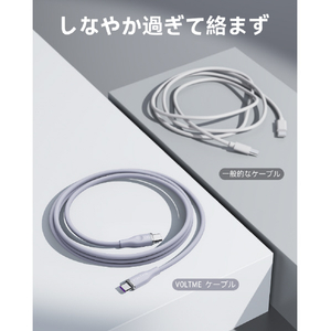 VOLTME シリコン 充電ケーブル USB-C&USB-C 100W グレー C2144-イメージ4