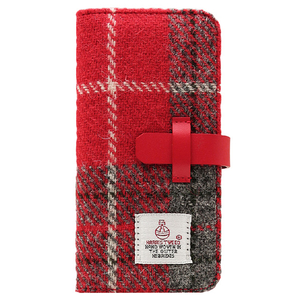 SLG Design iPhone XS/X用ケース Harris Tweed Diary レッド×グレー SD10554I8-イメージ1