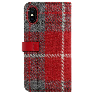 SLG Design iPhone XS/X用ケース Harris Tweed Diary レッド×グレー SD10554I8-イメージ2