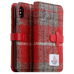 SLG Design iPhone XS/X用ケース Harris Tweed Diary レッド×グレー SD10554I8-イメージ4