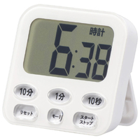 オーム電機 時計付き大画面デジタルタイマー ホワイト COK-T141-W