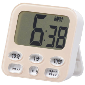 オーム電機 時計付き大画面デジタルタイマー ピンク COK-T141-P-イメージ1