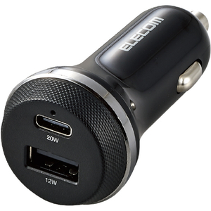 エレコム シガーチャージャー/USB Power Delivery20W+Aメス12W ブラック MPA-CCPD08BK エレコム シガーチャージャー/USB Power Delivery20W+Aメス12W ブラック MPA-CCPD08BK