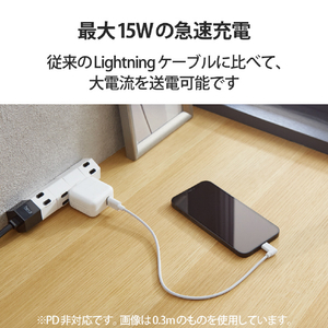 エレコム L型スタンダードLightningケーブル(1．2m) ホワイト MPA-UALL12WH-イメージ7