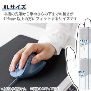 エレコム 静音 有線マウス 5ボタン XLサイズ EX-G ブルー M-XGXL30UBSKBU-イメージ5