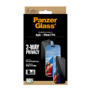 PanzerGlass iPhone 17 Pro PanzerGlass 2-Way Privacy Screen Protector UWF 治具付き PG25586-イメージ1