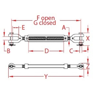エスコ ターンバックル (Jaw&Jaw・ステンレス製) 19.0mm FCV8536-EA638KH-66-イメージ2