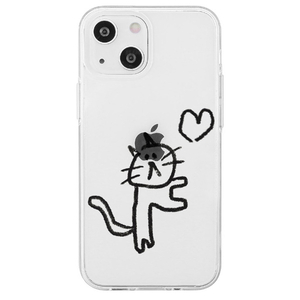 AKAN iPhone 14 Plus用ソフトクリアケース ネコハート AK23557I14M-イメージ1