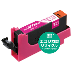 BCI-326M 互換。 ●対応カートリッジ：キヤノン BCI-326M（マゼンタ）。 ●※エコリカ商品に関する初期不良対応を含めたお問い合わせにつきましてはユーザー様とメーカーとの直接対応となります