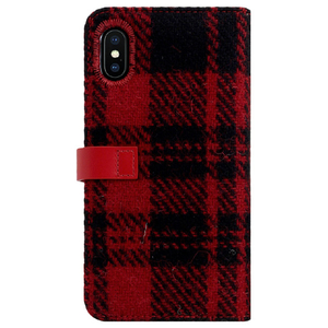 SLG Design iPhone XS/X用ケース Harris Tweed Diary レッド×ブラック SD10557I8-イメージ2
