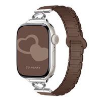 GAACAL Apple Watch 1-11/SE1-3 38/40/41/42(10-11)mm ハートデザインマグネット式シリコンバンド ブラウン W00606BRA