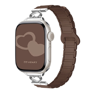 GAACAL Apple Watch 1-11/SE1-3 38/40/41/42(10-11)mm ハートデザインマグネット式シリコンバンド ブラウン W00606BRA-イメージ1