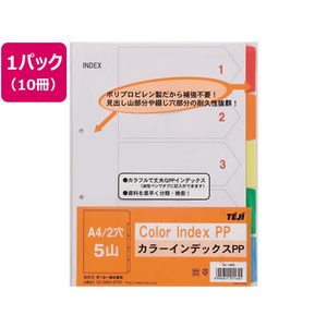 テージー カラーインデックスPP A4タテ 5山 2穴 10冊 FCU3594-IN-1405-イメージ1