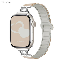 GAACAL Apple Watch 1-11/SE1-3 38/40/41/42(10-11)mm ハートデザインマグネット式シリコンバンド ベージュ W00606BJA