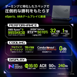 ASUS ノートパソコン ROG Strix G16 G614FR エクリプスグレー G614FR-R9X3D5070TI-イメージ3