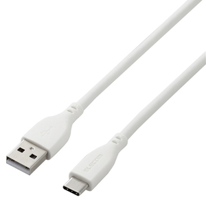 エレコム USBケーブル(1．0m) USB A to USB C シリコン素材 RoHS 簡易パッケージ ホワイト MPA-ACSS10WH-イメージ1