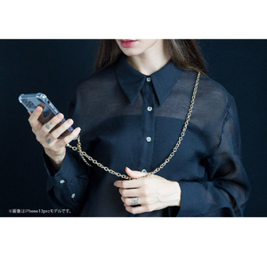 PHONECKLACE iPhone 15用チェーンショルダーストラップ付きクリアケース シルバー PN25558I15-イメージ10